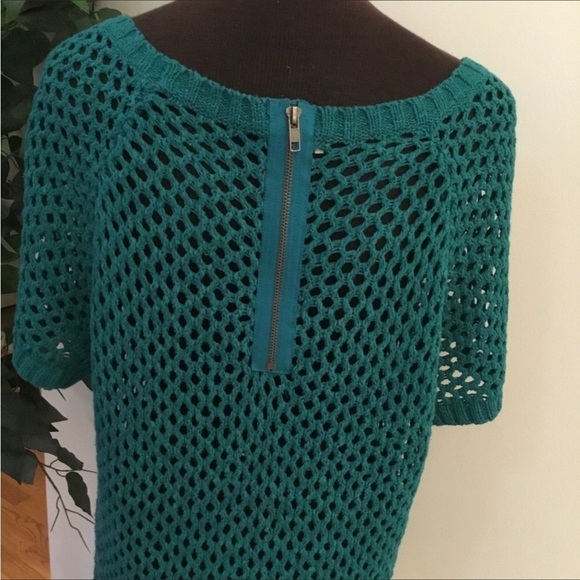 Revolution by Ricki’s open knit top Woman’s XXL short sleeve green boat … - Picture 4 of 7